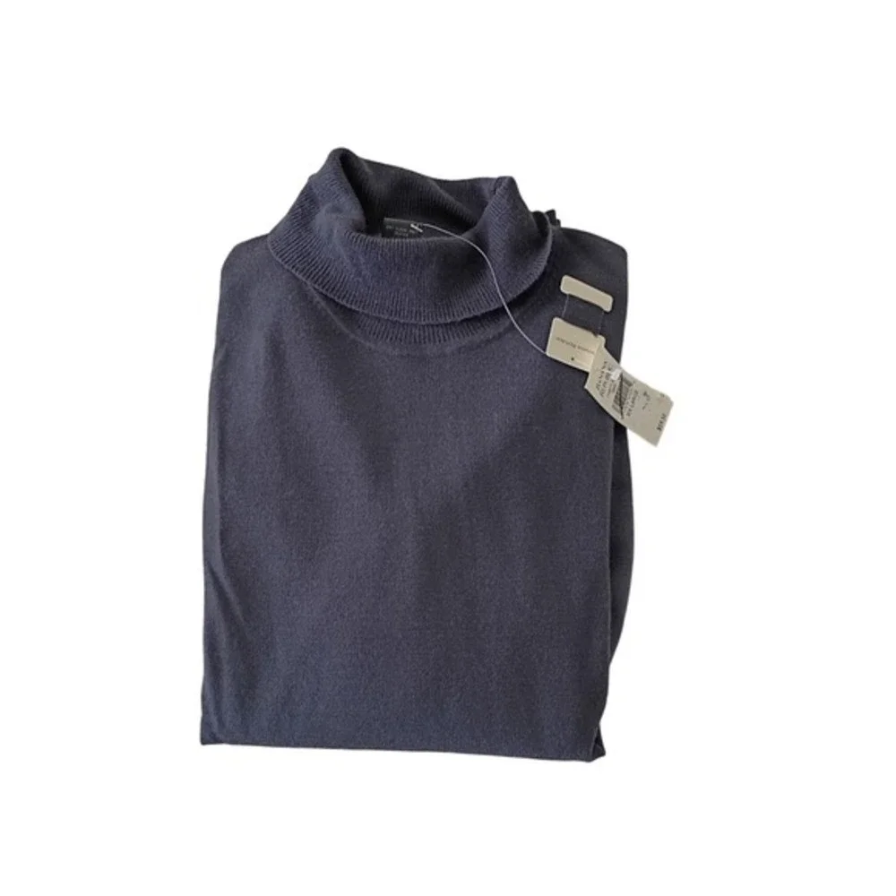 Banana Republic Extra Fine Italian Merino Wool Turtleneck Sweater Men XL Dk Grey